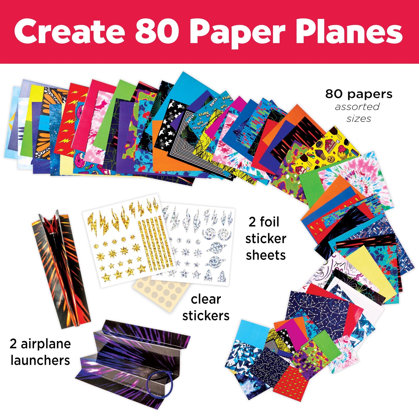 Creativity for Kids Stunt Squadron Fold & Launch Paper Airplanes: Create 80 Paper Airplanes, STEM Science Kit for Kids, Airplane Craft Kit for Kids, Gifts and Toys for Boys (Ages 6+)