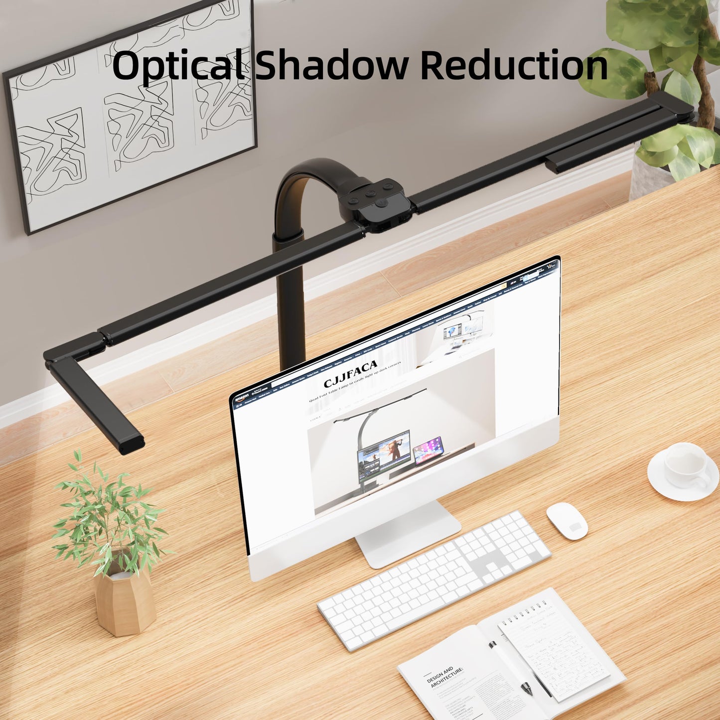 CJJFACA desk lamp for home office，Architect Led Desk Lamp with 25 Lighting Modes Adjustable Flexible Gooseneck, 24W Ultra Bright Task Lamp with Atmosphere Lighting（Black Desktop)
