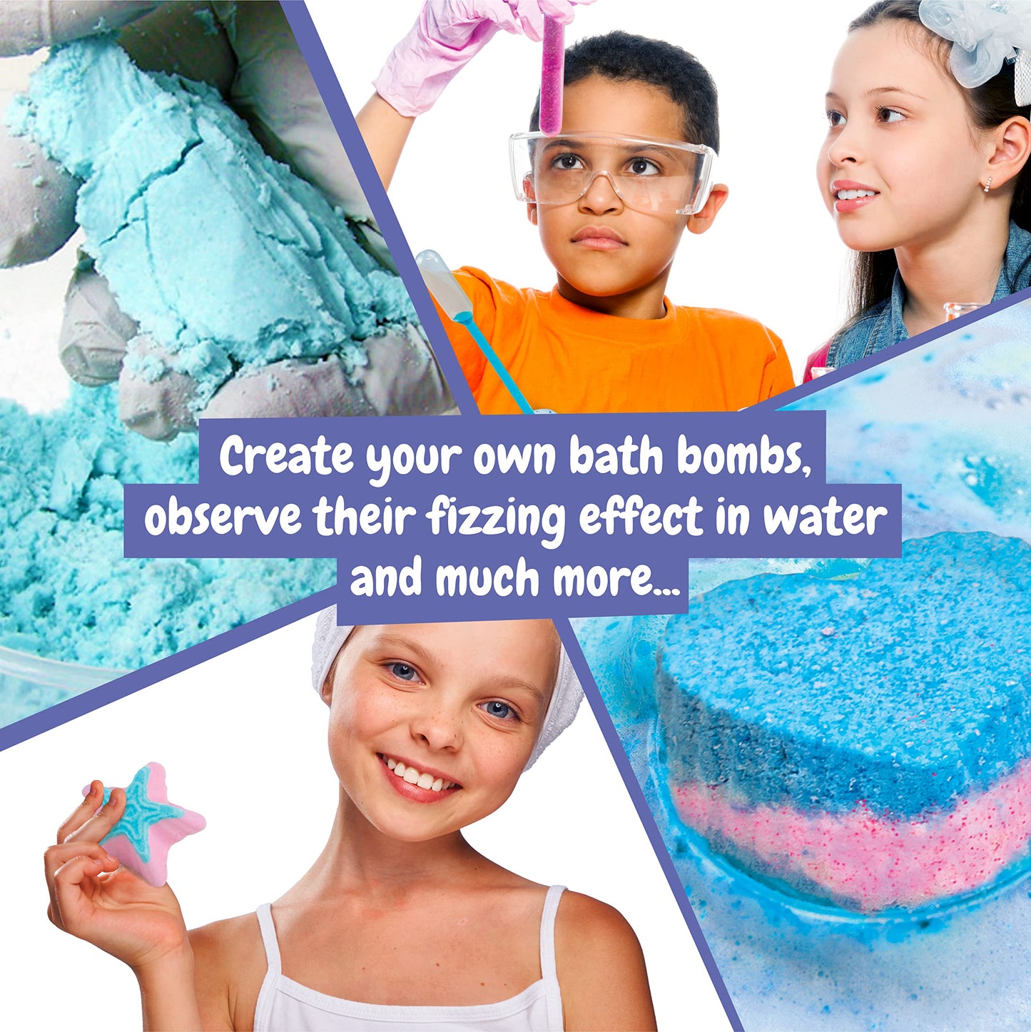 Science4you - Bath Bomb Making Kit for Kids +8 Years Old - Make Your Own Bath Bombs with 6 Science Experiments for Childrens - Educational Science Kits for Kids Age 8, Gift Set for Girls