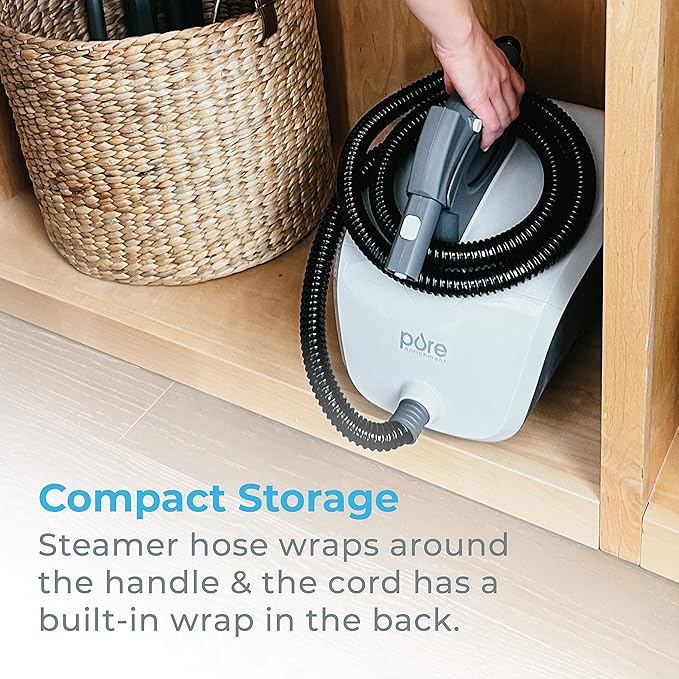 Pure Enrichment PureClean Steam Cleaner with 17 Accessories, Multi-Purpose Household Rolling Steamer for Chemical-Free Deep Cleaning of Floors, Upholstery, Windows, Grout, Grills, Cars, and More