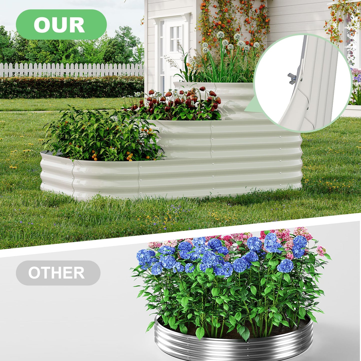 GarveeHome Galvanized Steel Raised Garden Bed - 30.7 in Deep Open-Base Design,Assembly & Expandable Planter Box for Vegetables/Flowers, Family-Friendly Gardening Kit (5x3.5x2.5 ft),White