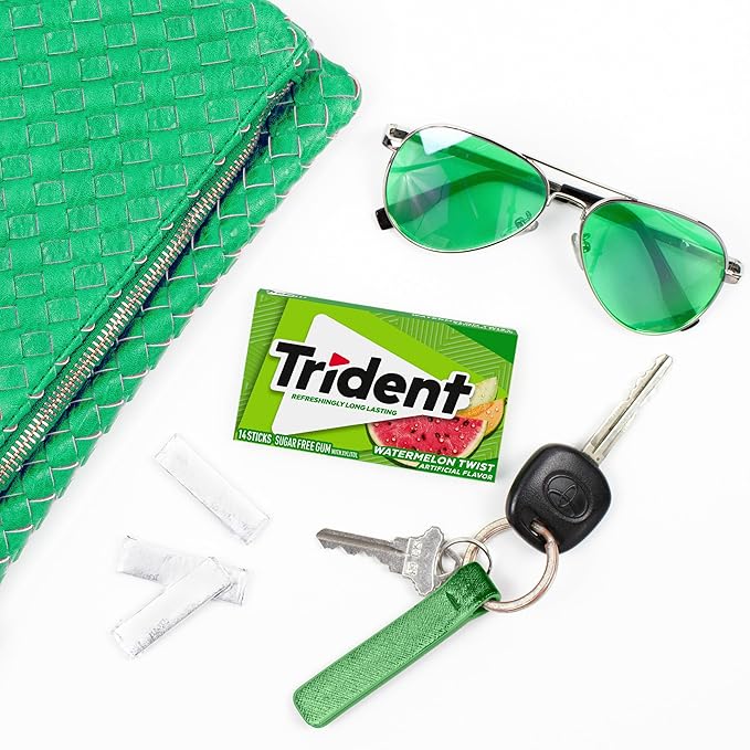 Trident Watermelon Twist Sugar-Free Chewing Gum, 12 Packs of 14 Pieces (168 Total Pieces)