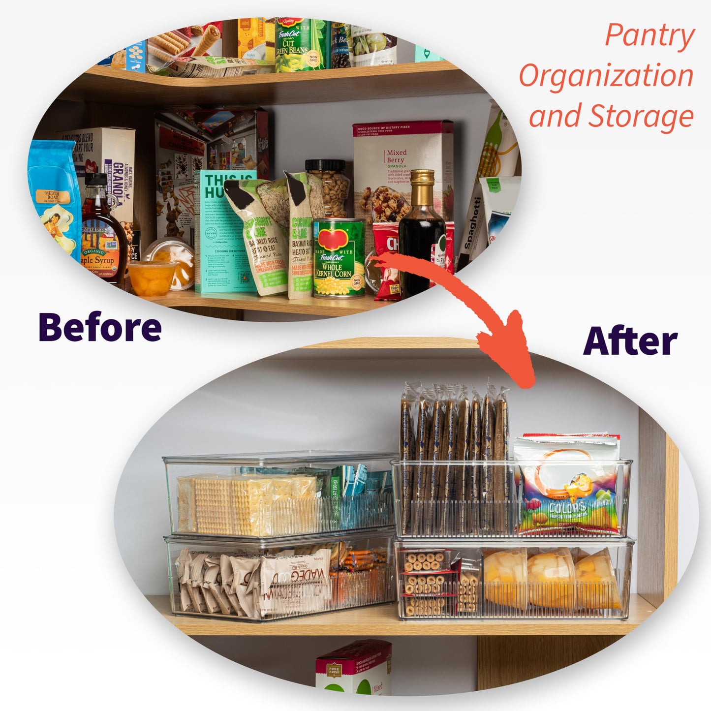 ClearSpace Pantry Organization and Storage Bins with Removable Dividers & Lids – Perfect Pantry Organizers or Kitchen Organization – Refrigerator Organizer Bins, Cabinet Organizers, 2 Pack
