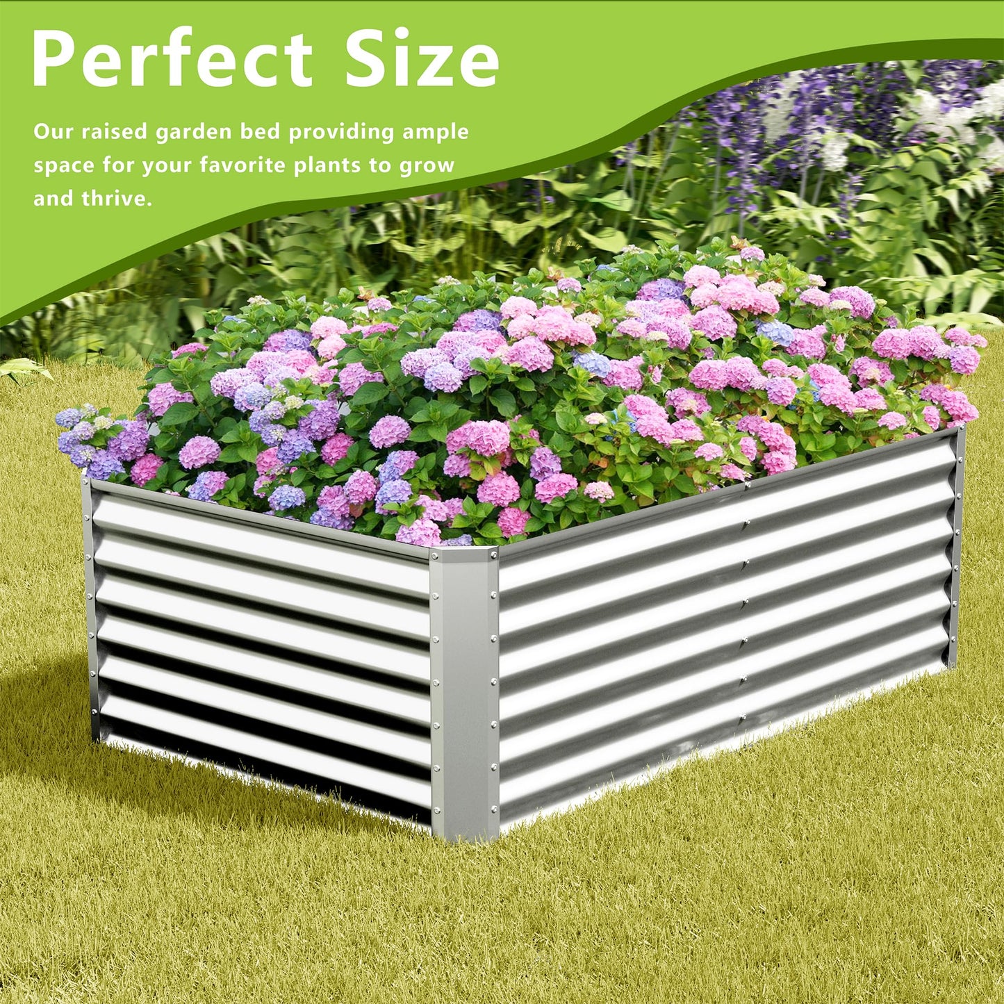 Ayen Guard 2PCS 4x2x2FT Galvanized Raised Garden Bed,Galvanized Planter Boxes Outdoor, Large Metal Raised Garden Beds for Vegetables-Silver