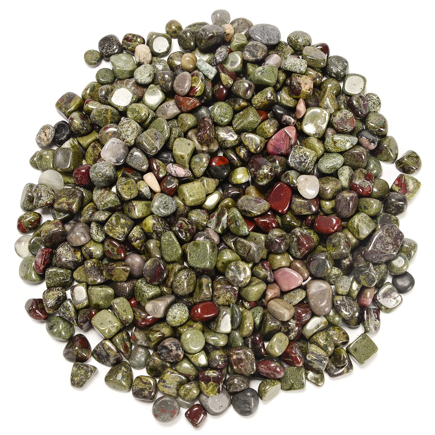 Crocon 1LB Dragon Bloodstone Tumbled Stones and Crystals bulk 2000+ Carats Natural Crystal Kit for Reiki Healing Crystals Polished Tumble Stones Chakra Reiki Balancing Gift Home Decor DIY Crafts