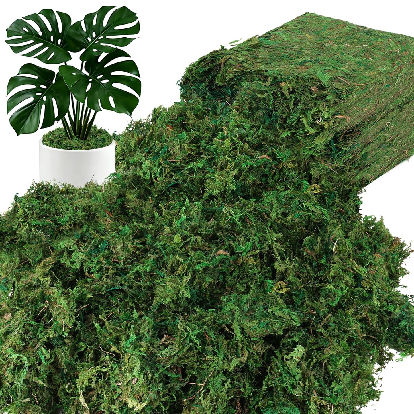 MAPVOLUT 30 OZ/1.87 LB Artificial Moss for Plants Indoor, Green Fake Moss for DIY Crafts, Decorative Moss for Fairy Gardens, and Potted Plants - Natural Texture & Durable Moss for Planter Filler