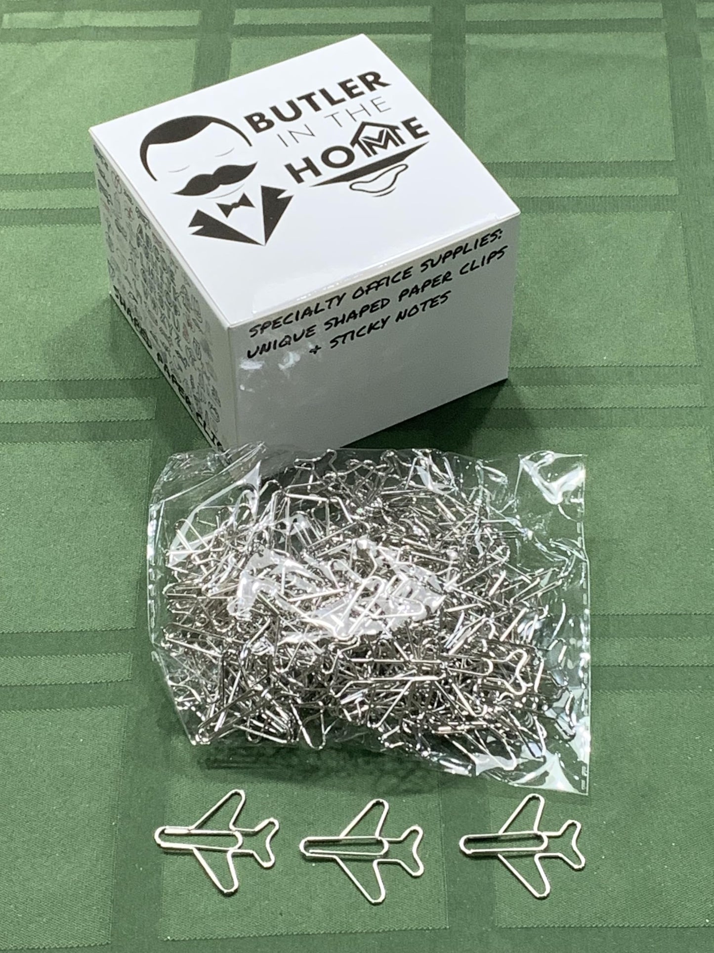Airplane Shaped Paper Clips (100 Count) in Tin – Silver Decorative Clips for Office, Desk Accessories & Gifts – Butler in the Home