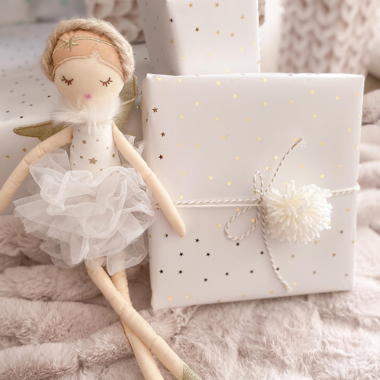 MON AMI Adele Small White Angel Stuffed Doll – 15”, Soft & Cuddly Plush Doll, Use as Toy or Room Decor, Great Gift for Kids of All Ages