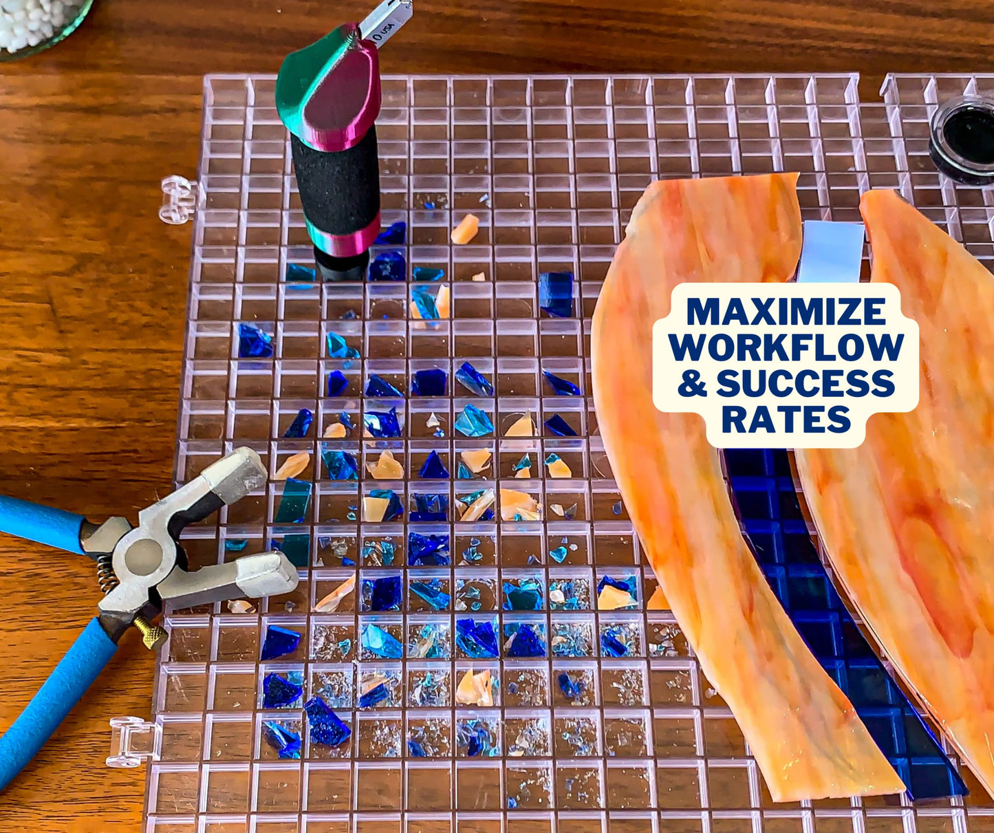 Creator's Waffle Grid 1-Pack - Stained Glass Cutting Mat - The Original Multi-Use Modular Grid System - Solid Bottom - Made in USA