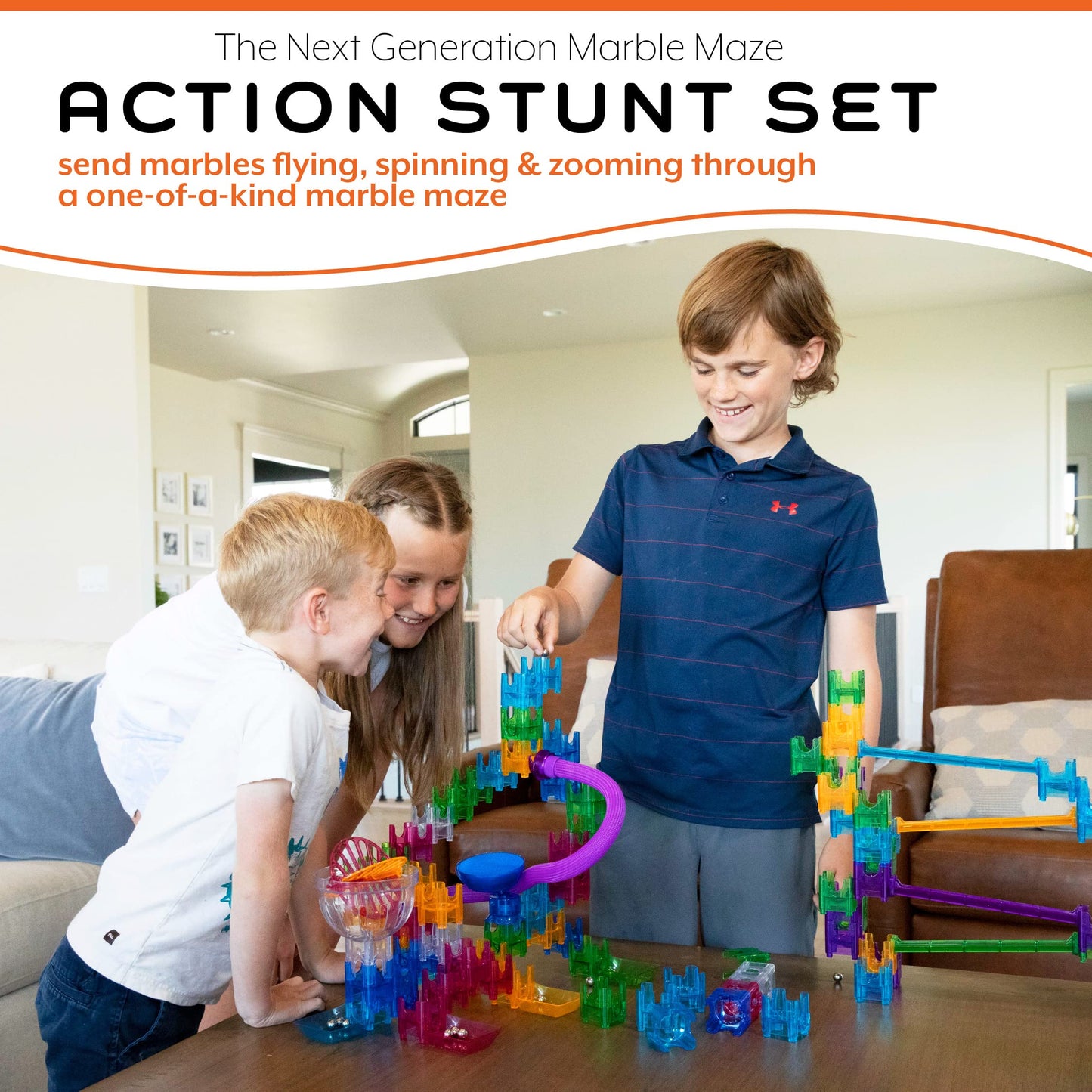 MindWare Q-BA-Maze Action Stunt Set The Next Generation Marble Maze Kids Toys - STEM Marble Run - Recommended for Ages 6+ - Educational Gift for Boys and Girls