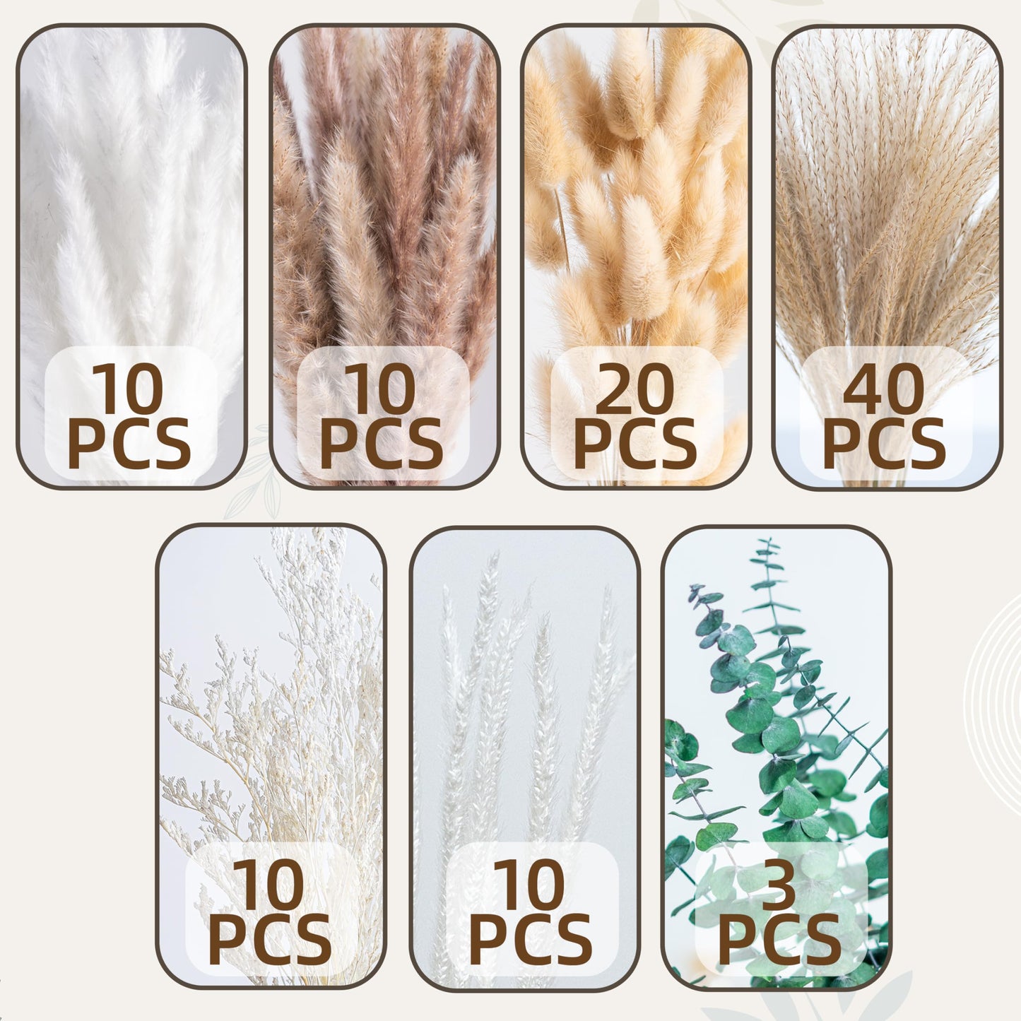 Boho Decor Bouquet - Pampas Grass and Eucalyptus Flowers Decor kit Mix Dried Flower Arrangement Home Table Rustic Farmhouse Bedroom Decor