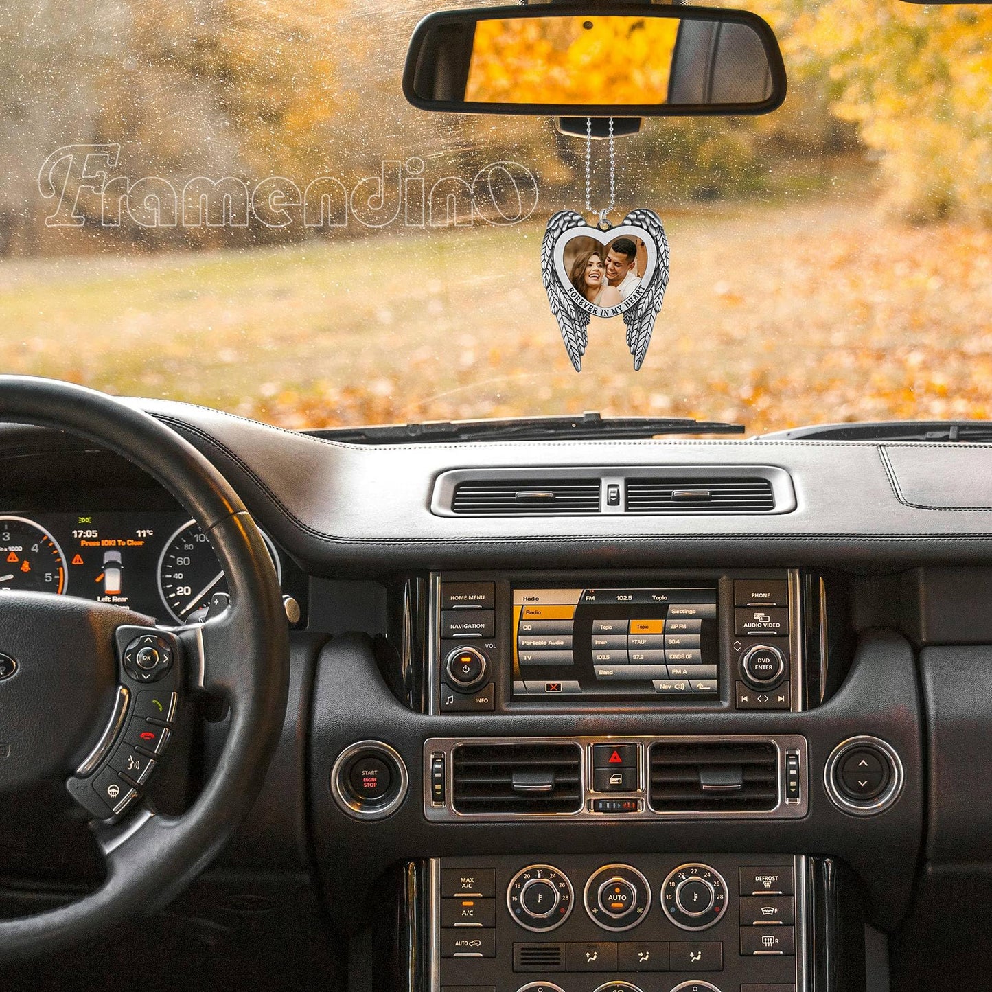 Framendino, 4 Pack Silver Angel Wing Pendant Love Heart Personalized Car Hanging Ornament with Sublimation Blank Heat Transfer Photo for Home Window