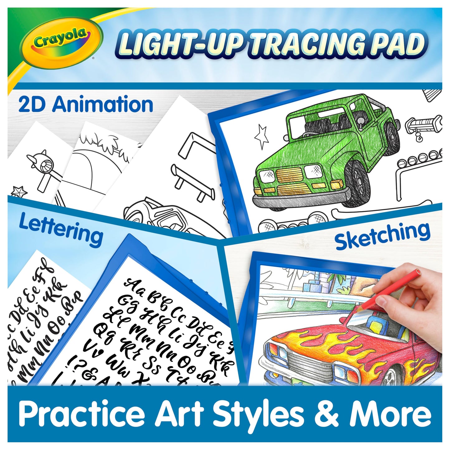 Crayola Light Up Tracing Pad - Blue, Drawing & Tracing Projector for Kids, Sketching Light Box Table, Toys for Kids, Gift for Girls & Boys, Ages 6+
