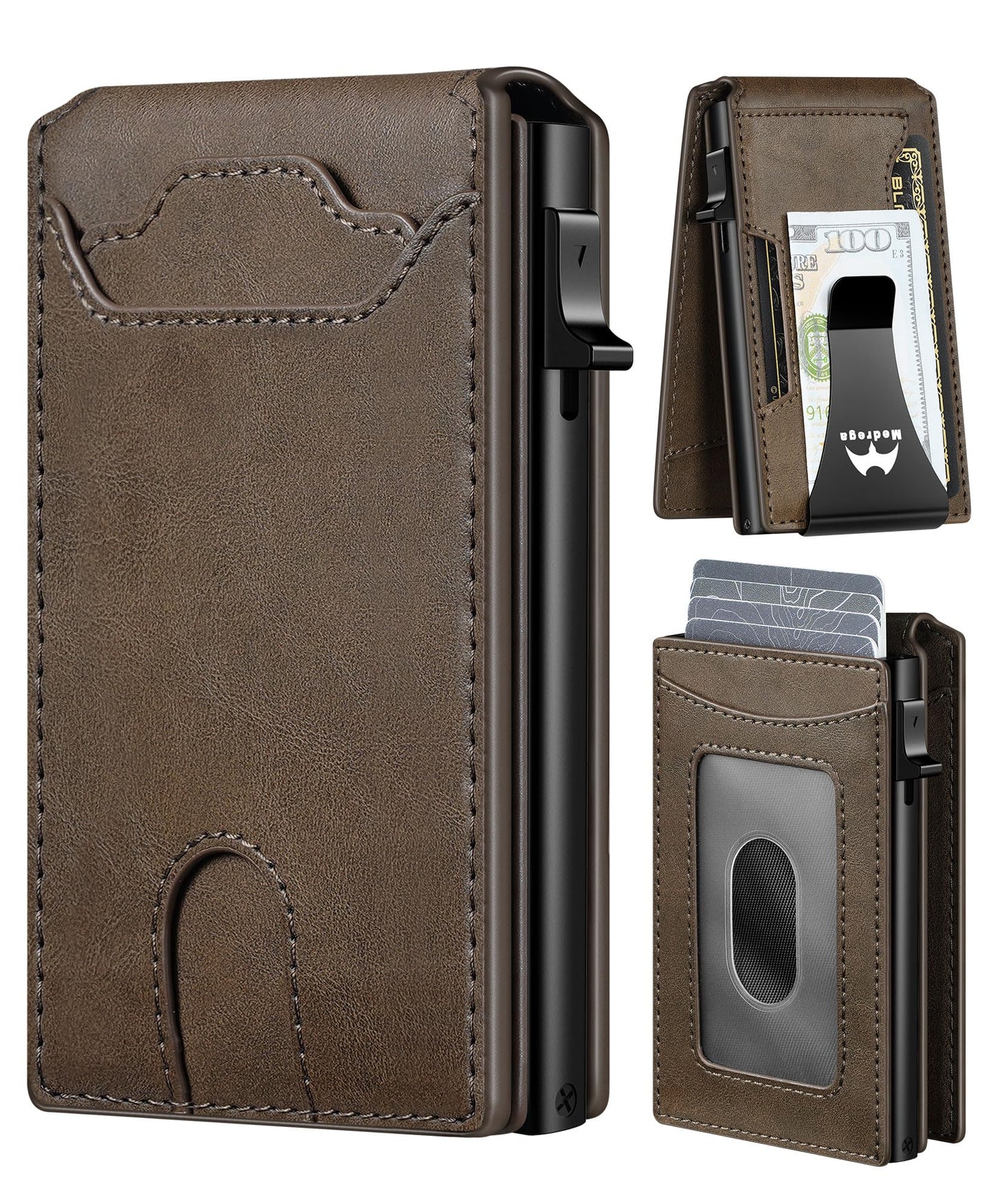 Card Wallet for Men Slim Minimalist: Smart Pop Up Wallets with Money Clip - RFID Front Pocket Credit Card Holder - Gift for Men Husband
