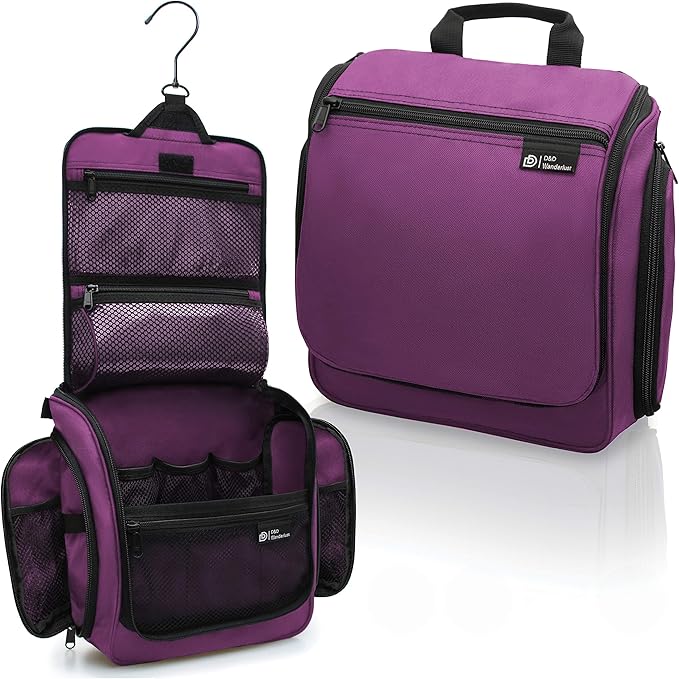 DD D&D Wanderlust D&D Hanging Travel Toiletry Bag for Men and Women – Cosmetics, Makeup and Toiletries Organizer Kit with 10 Compartments