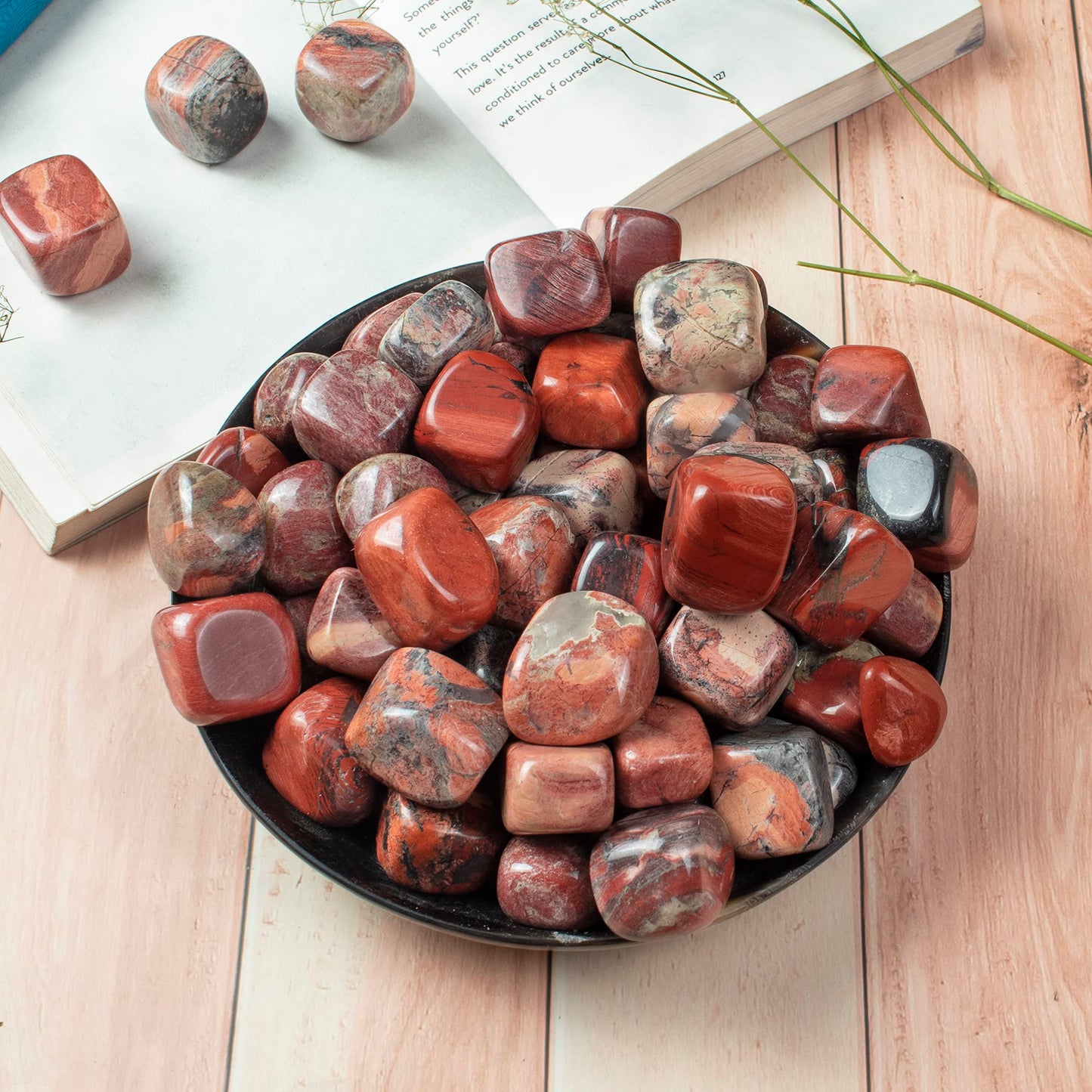 "Crocon 1LB Noreena Jasper Tumbled Stones and Crystals Bulk 2000+ Carats Natural Crystal Kit for Reiki Healing Crystal Polished, Tumble Stones, Chakra Balancing, Reiki Gift, Home Decor Size : 20mm "