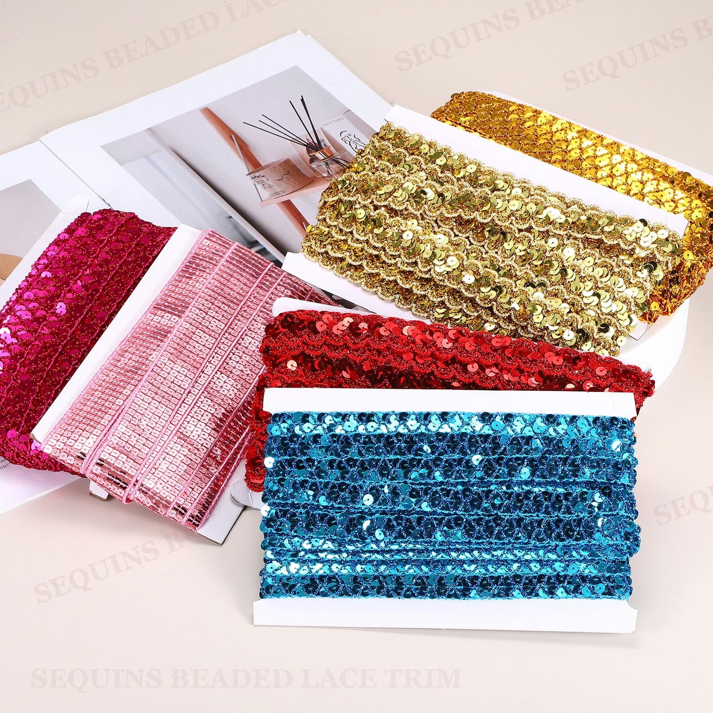 MECCANIXITY 0.9 Inch x 7 Yards Sequin Trim Silver Tone Wave Flat Sequin Braid Trim Strip Paillette Ribbon for Crafts, Embellishments, DIY Sewing Costume Decor