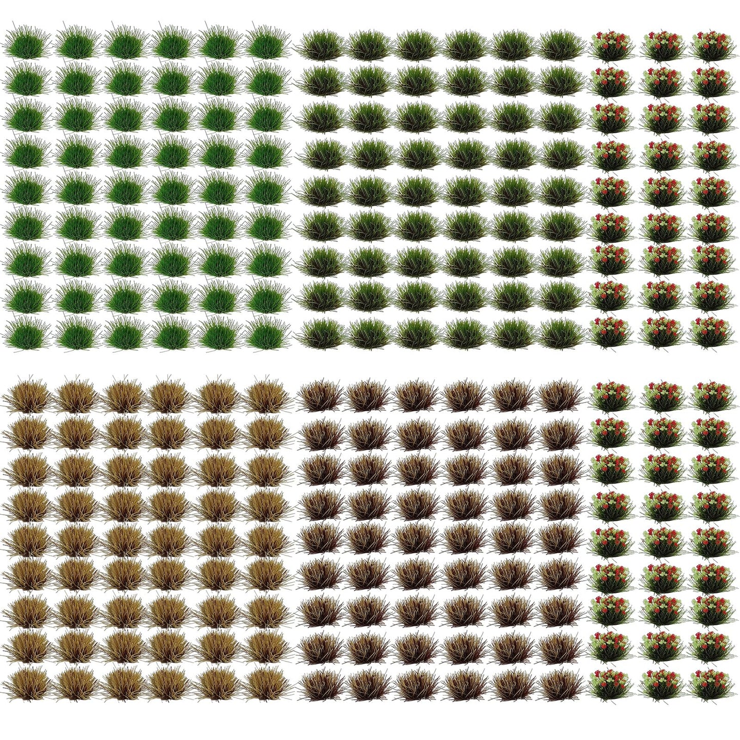 gdeplok 270 Pcs Static Grass & Miniature Flower Clusters Kit for Model Railway Scenery, Train Layouts, Diorama Bases, Wargaming and DIY Miniature Landscapes