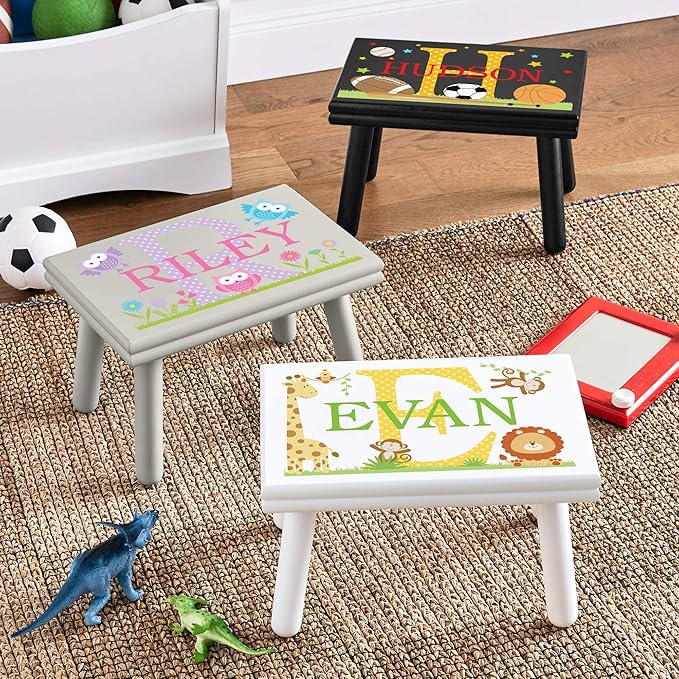Let’s Make Memories Personalized My Own Name Step Stool - Children’s Step Stool - Sturdy Wood – Non-Toxic Paint, Sealer - Owl Design - Espresso - 14’Wx9.25”Lx8.75”H - Ages 3+