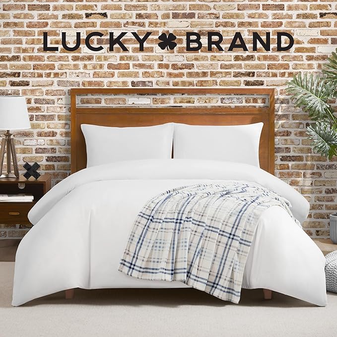 Lucky Brand Camper Plaid Blue 50"X70" Cozy Plush Blanket - Premium Microfiber Throw for Luxurious Comfort and Style