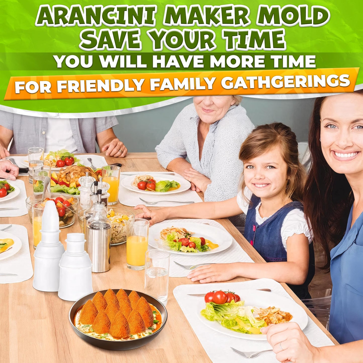 Arancini Maker Mold Set of 2 – 160g/5.65oz Rice Ball Maker Mold, Traditional Italian Rice Balls – Round & Pointed Shapes, Easy Handling, Quick Cleanup | Comfortable Grip for Home or Professional Use