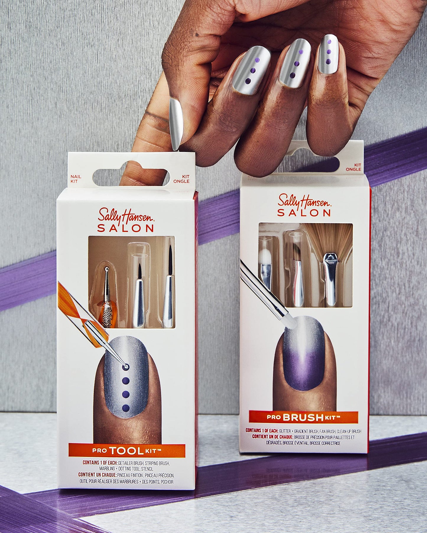 Sally Hansen Nail Salon Pro Brush Kit, 2 Pack, Nail Art Brush Kit, Nail Tools