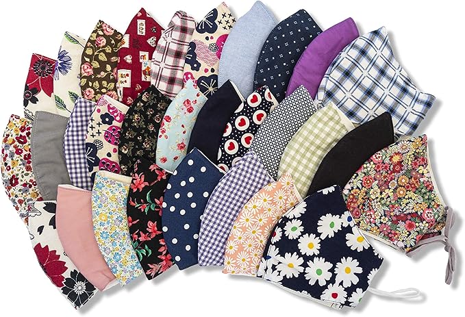 HOPE LOVE SHINE Reusable Face Masks – 3-Layer 100% Cotton Cloth Masks for Adults pack of 30