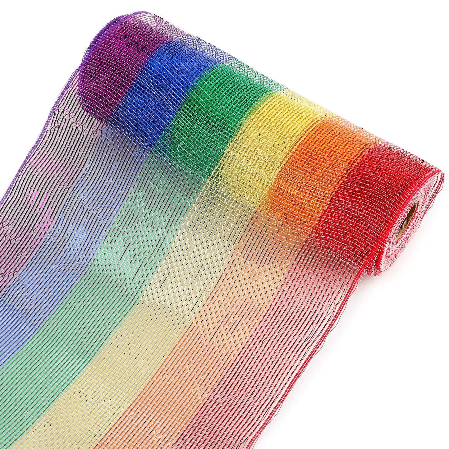 GouZaak 2 Rolls Rainbow Deco Mesh Ribbon 10 in x 30 ft, Metallic Mesh Ribbon Poly Mesh Rolls for DIY Wreath Supplies Christmas Tree Party Decoration Gift Wrapping,Floral
