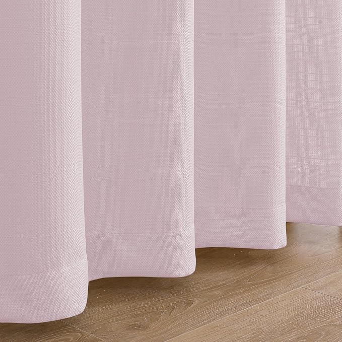 Chyhomenyc Blush Pink Curtains 72 Inch Length 2 Panels Set, Faux Linen Textured Semi Sheer Light Filtering Soft Airy Privacy Farmhouse Curtain Drapes for Living Room Bedroom, 40 Wx72 L Inches