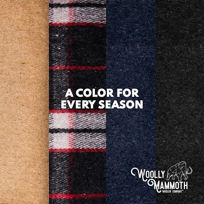 Woolly Mammoth Wool Blanket, Warm & Thick 50% Wool Blankets - Machine-Washable, Travel Blanket, Warm Winter Outdoor Blanket - 85" x 47" Navy Blue