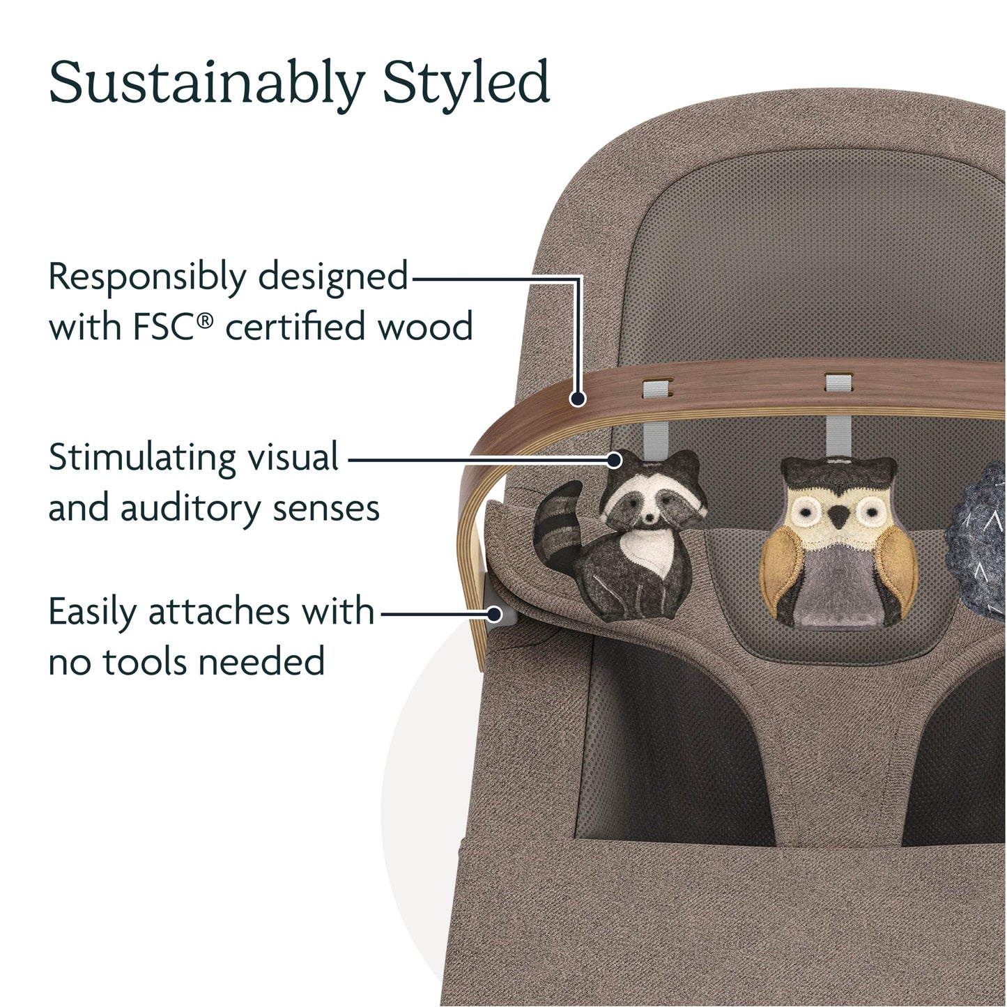 UPPAbaby Mira Forest Fun Toy Bar/Easily Attaches to Baby Bouncer/Sensory Entertainment