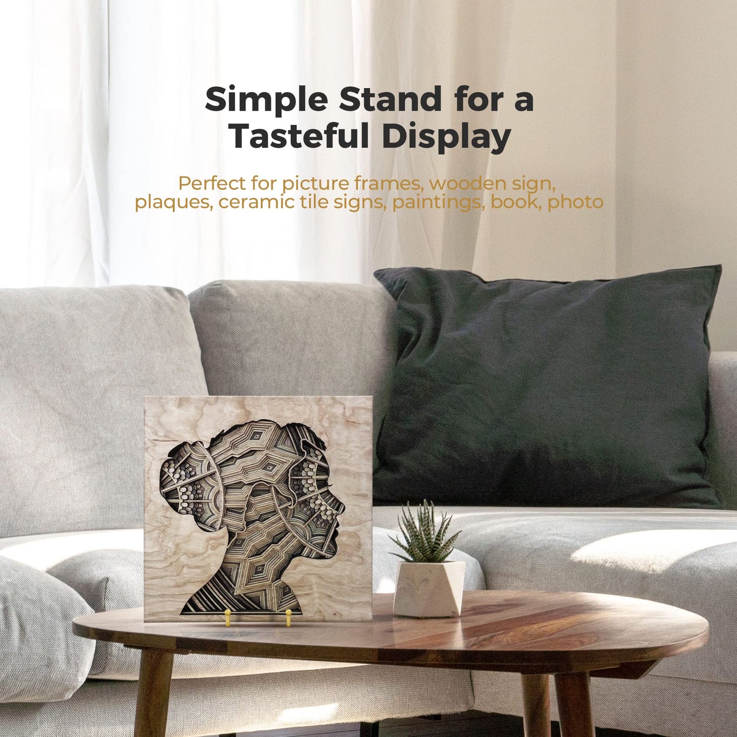 TR-LIFE 4 Pack 6 Inch Plate Stands for Display - Metal Easel Holder Stand for Picture Frame, Decorative Plate, Photo, Tabletop Art (Gold)