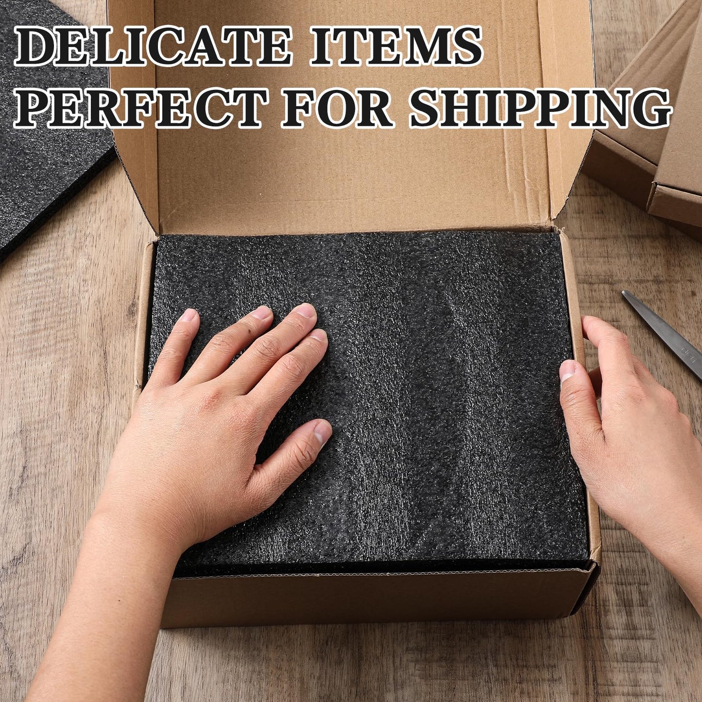 Lemecima 15 Pcs 12" x 8" x 0.5" Black Polyethylene Foam Packing Sheets for Craft, Shipping, Moving