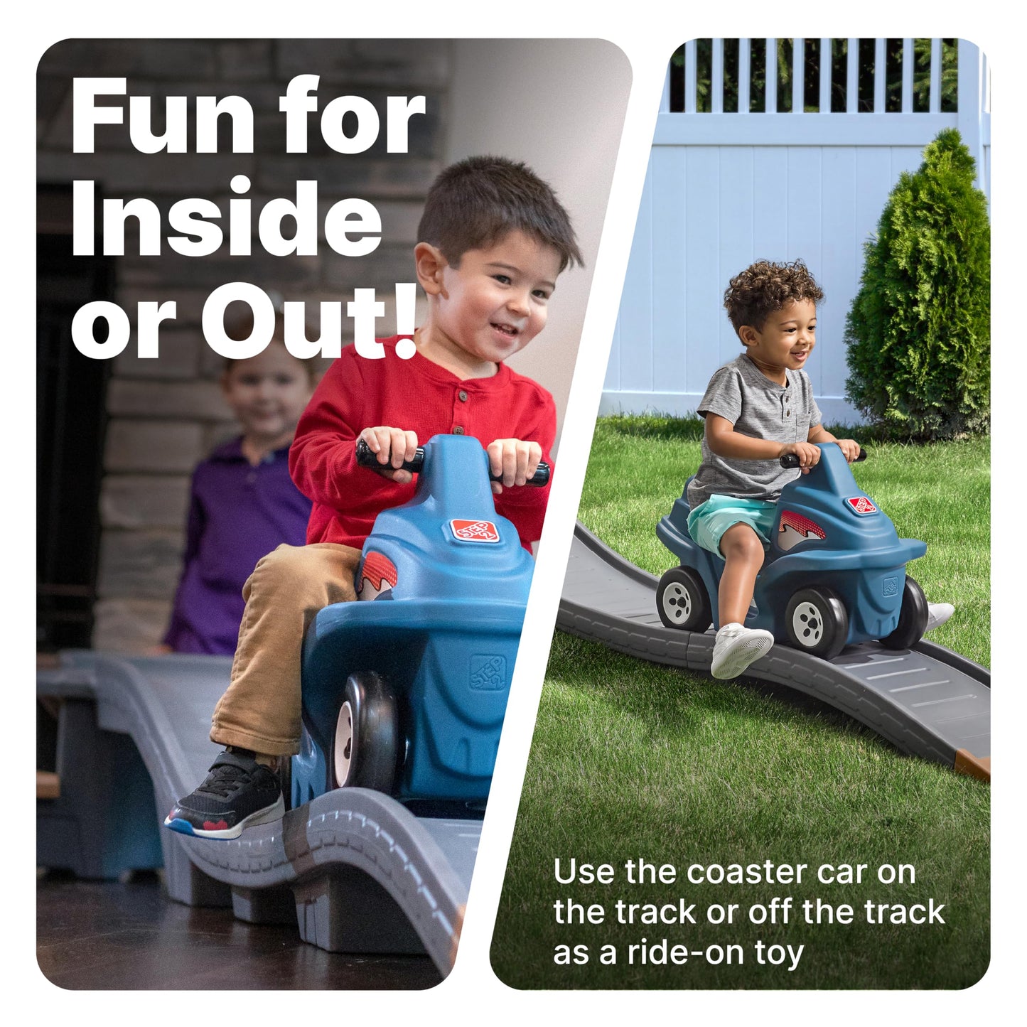 Step2 Up & Down Roller Coaster Kids Ride On Toy, Push Car, Indoor/Outdoor Playset, Made of Durable Plastic, Max Weight 50 lbs., for Toddlers 2-5 Years Old, Gray & Blue