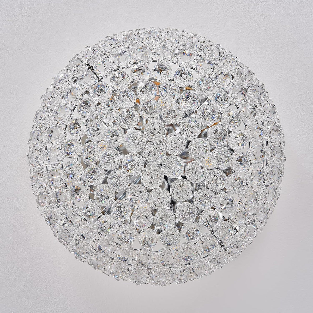 12-Light Crystal Flush Mount Chandelier Ceiling Light Fixture for Living Room Dining Room Bedroom Foyer Entryway Hallway Closet Bathroom (Chrome D24)