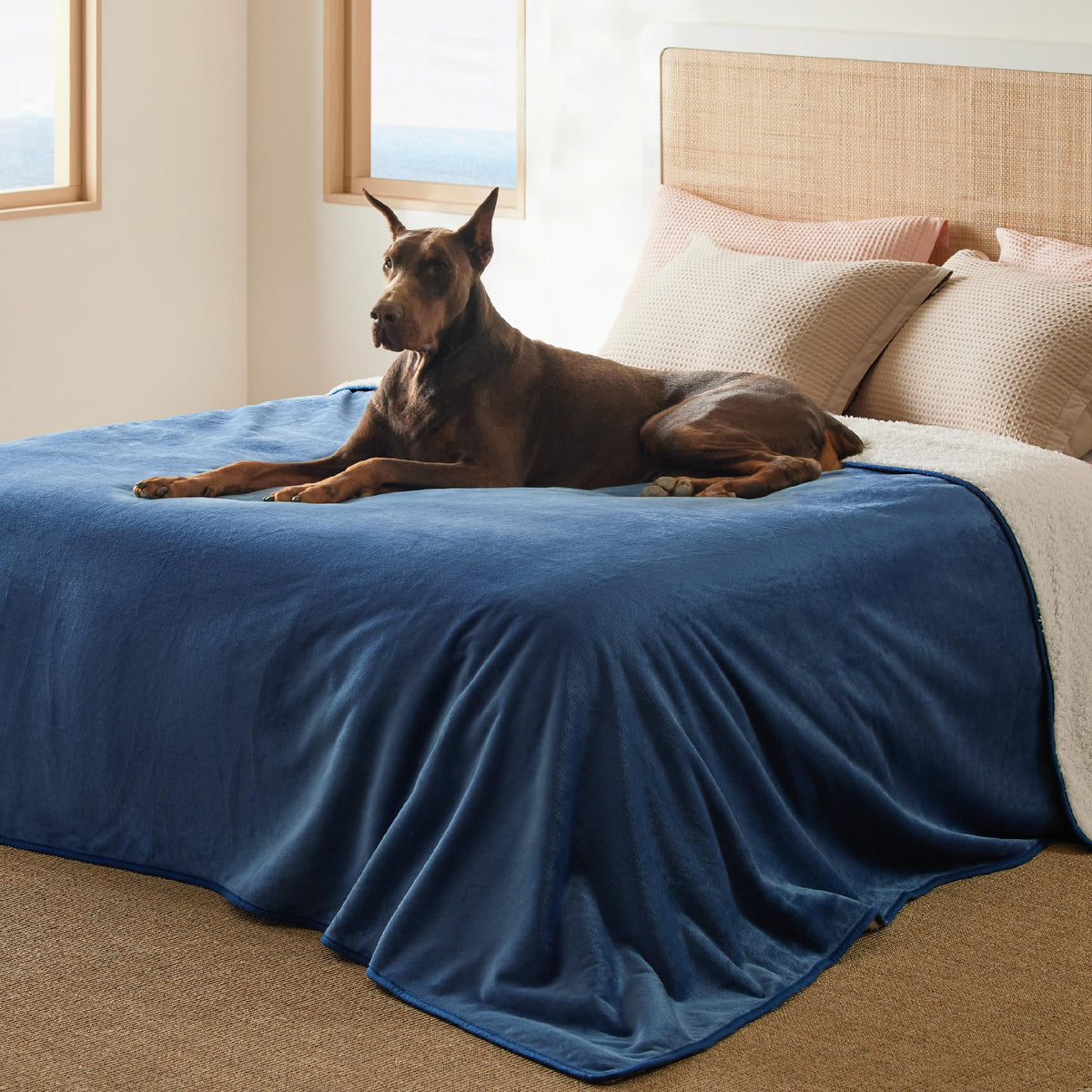 Bedsure Waterproof Blanket for Bed Soft Sherpa Fleece Throw,King 108"x86"