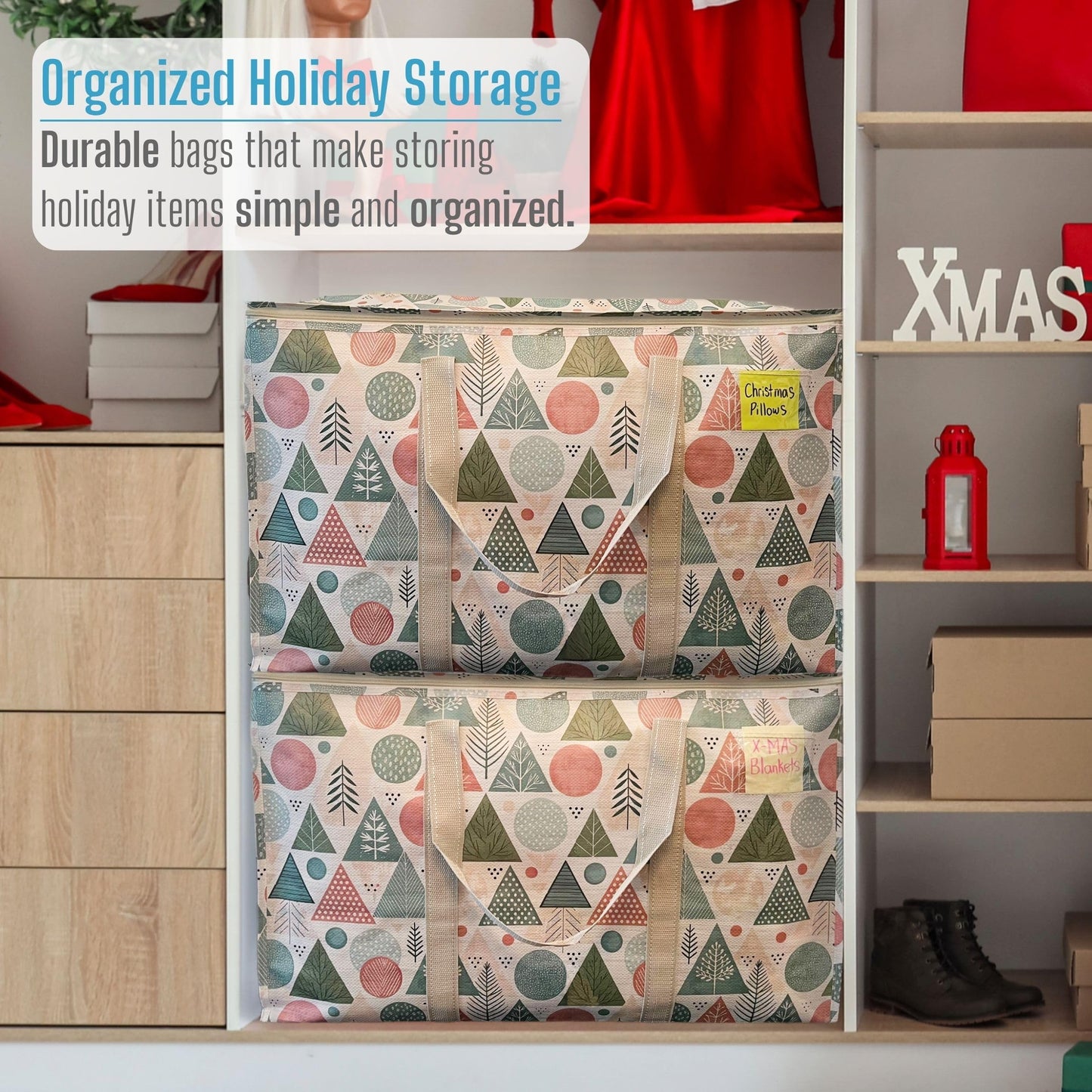 VENO 4 Pack Heavy Duty Moving Bags, Extra Large Storage Bags with Reinforced Handles & Strong Zippers, Foldable & Reusable Moving Box Alternative for Clothes & Dorm Storage