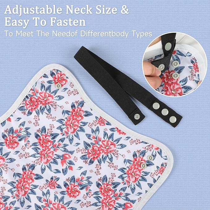 Adult Bibs-3 Pcs Washable Clothing Protector with Upgraded Crumb Catcher