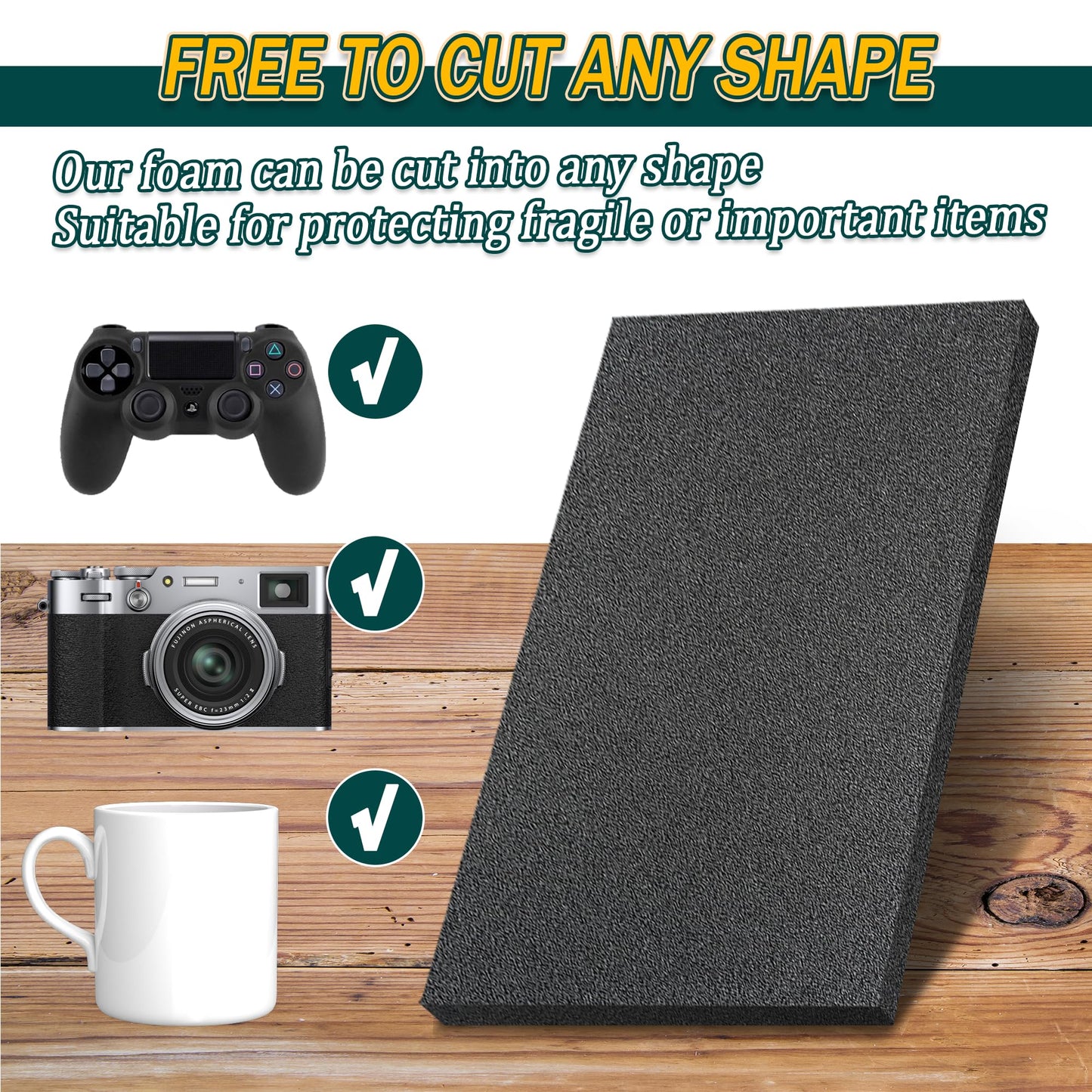Polyethylene Foam Pads for Packing Foam Sheets Black Cuttable High Density Cushioning Inserts Protective Foam for Packing Cases and Crafts- 16" X 12" X 0.4"- 6 Pack