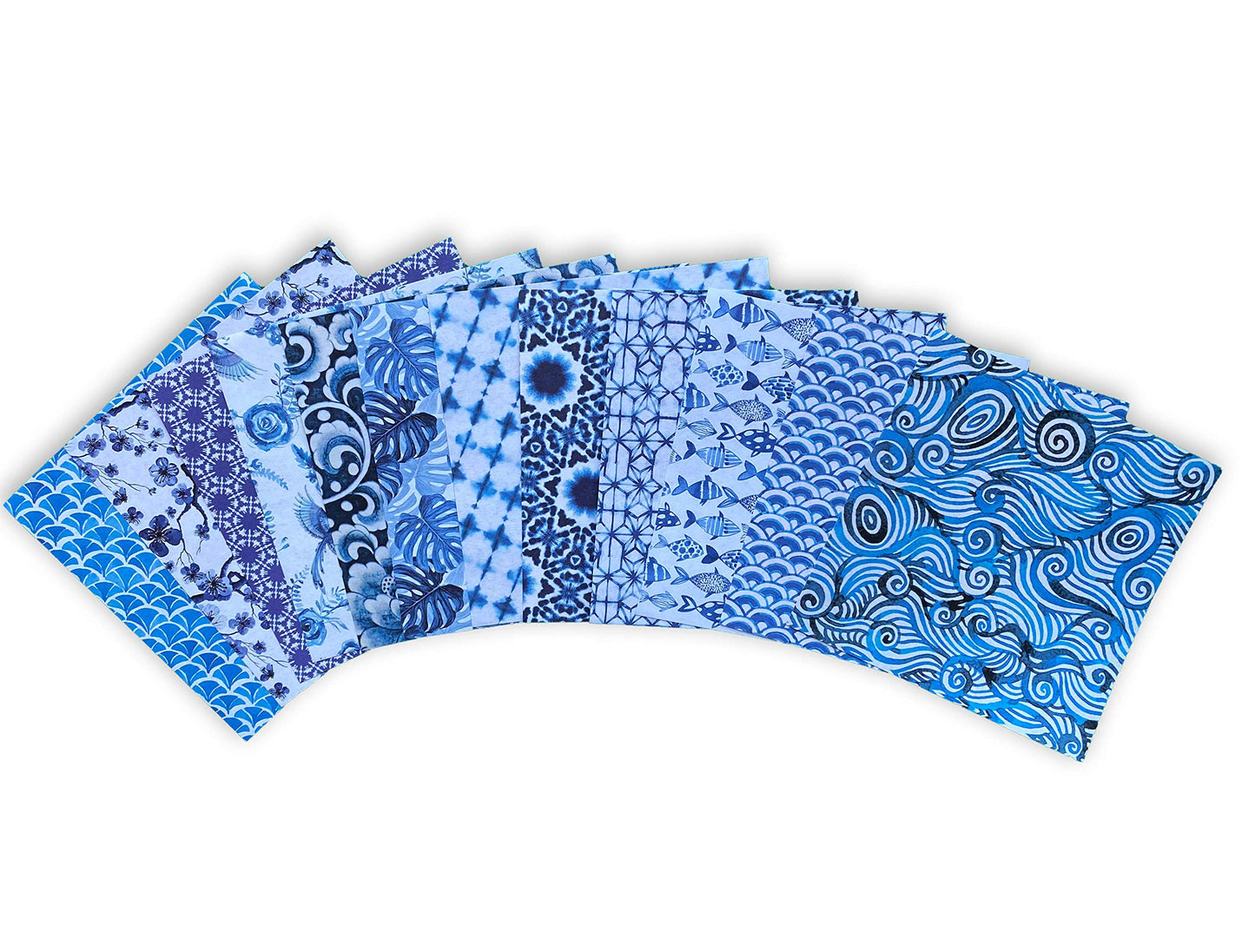 Origami Paper 500 sheets Blue and White 4" (10 cm): Double-Sided Origami Sheets Printed with 12 Different Designs