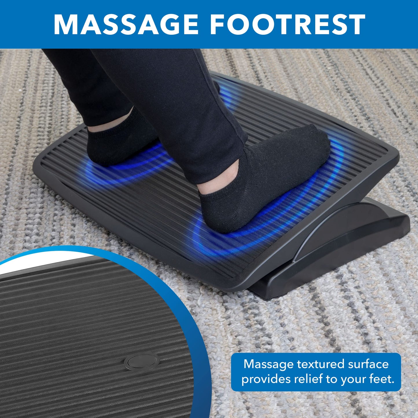 Mount-It! Under Desk Footrest, Adjustable Foot Rest Under Desk with 3 Tilt Positions, Large Non Slip Office Foot Rest with Massaging Surface, Ergonomic Foot Stool Under Desk for Home or Office
