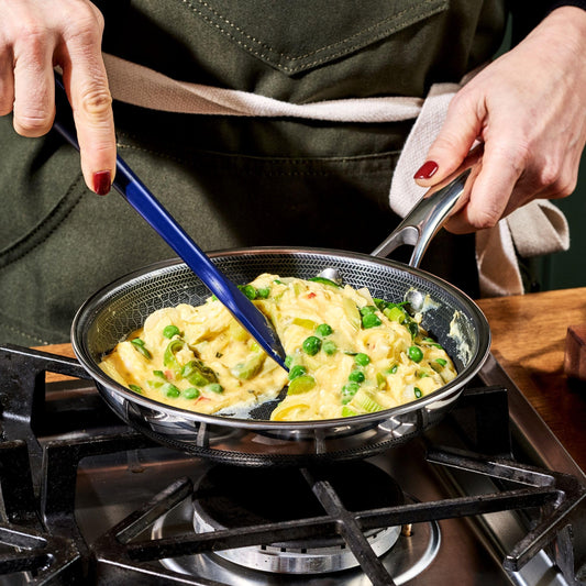 HexClad Hybrid Nonstick 8-Inch Frying Pan, Stay-Cool Handle, Dishwasher-Friendly, Oven-Safe Up to 900°F, Induction Ready, Compatible with All Cooktops