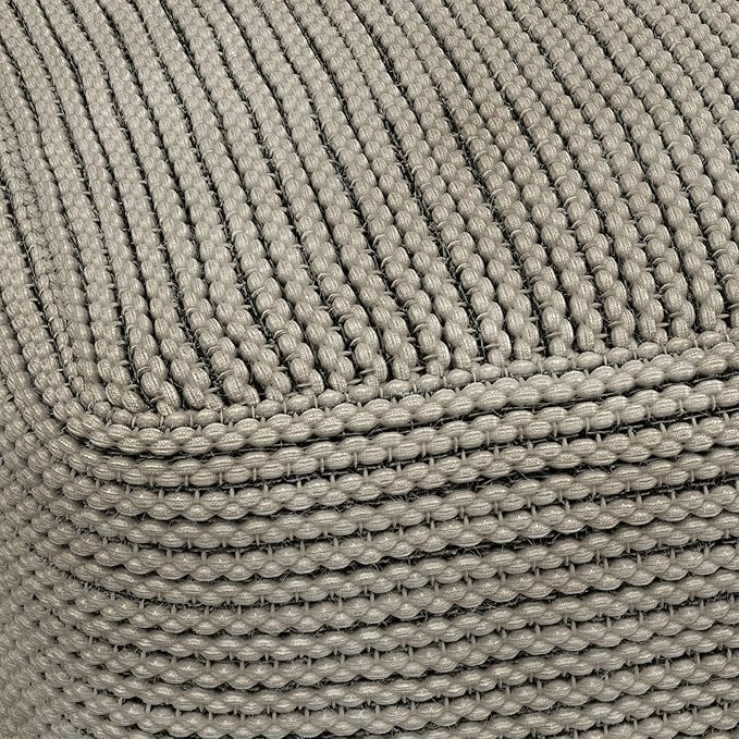 SIMPLIHOME Eastmont Square Pouf - 18 inch Wide Handwoven PET Polyester Ottoman in Cream, Boho Indoor/Outdoor Footstool or Extra Seating for Living Room, Bedroom, or Patio, Assembled
