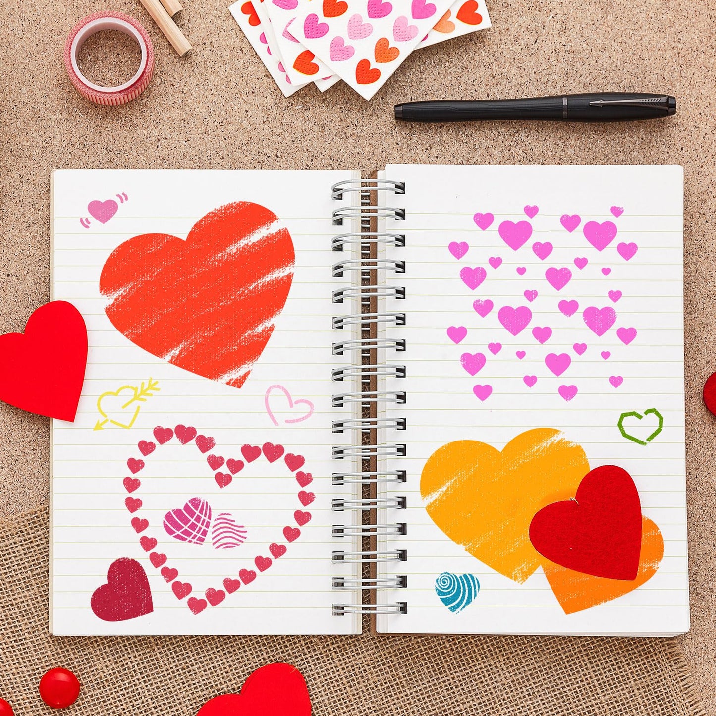 JarThenaAMCS 16Pcs Heart Shaped Stencils Assorted Stencils Reusable Love Heart Plastic Drawing Painting Template for Mother's Day Valentine's Day DIY Art Craft Painting on Wood