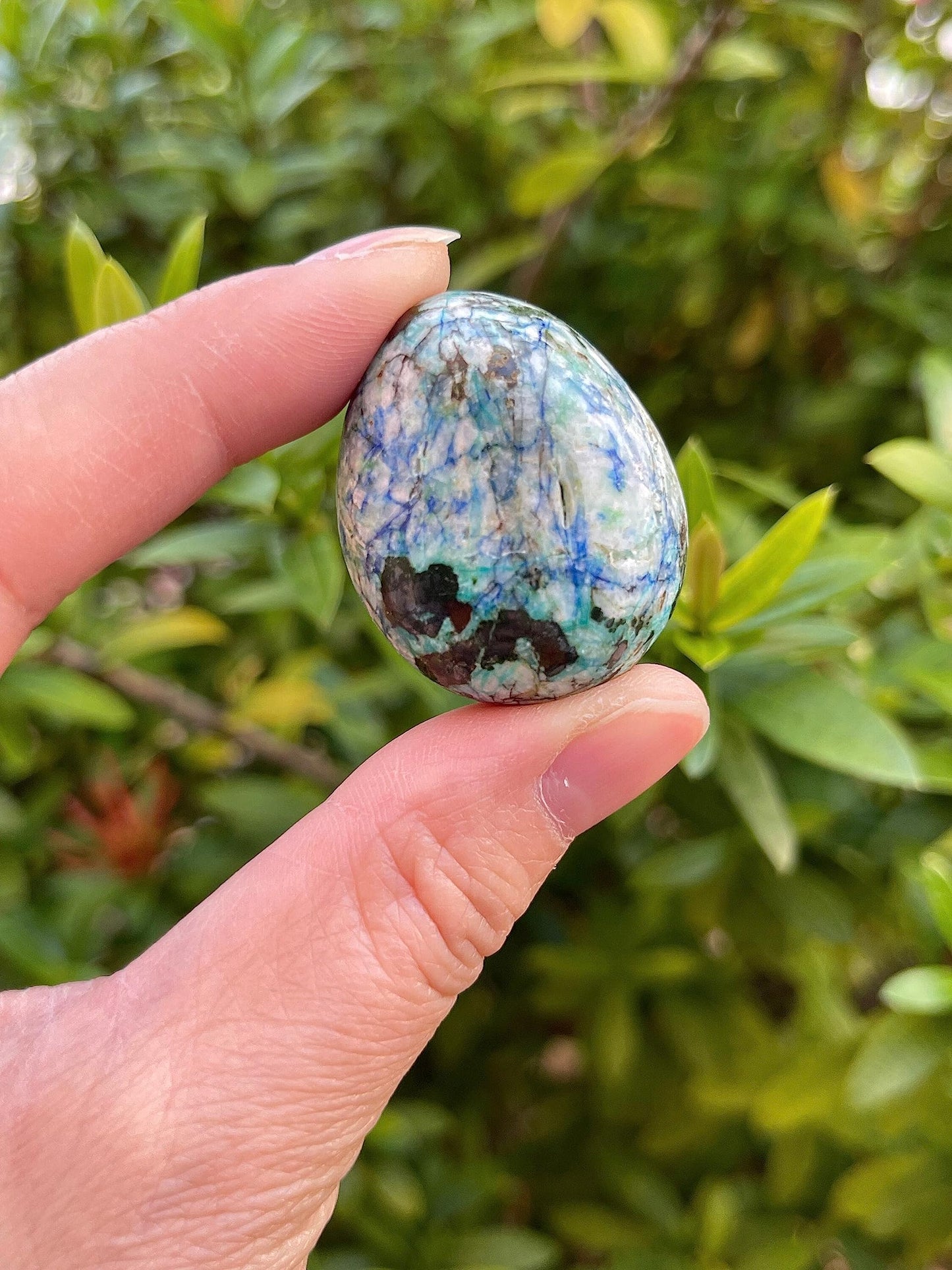 GAF TREASURES 5 Pcs Azurite Malachite Tumbled Stones, Polished Natural Azurite Malachite Gemstone, Azurite Malachite Healing Crystals (Azurite Malachite)