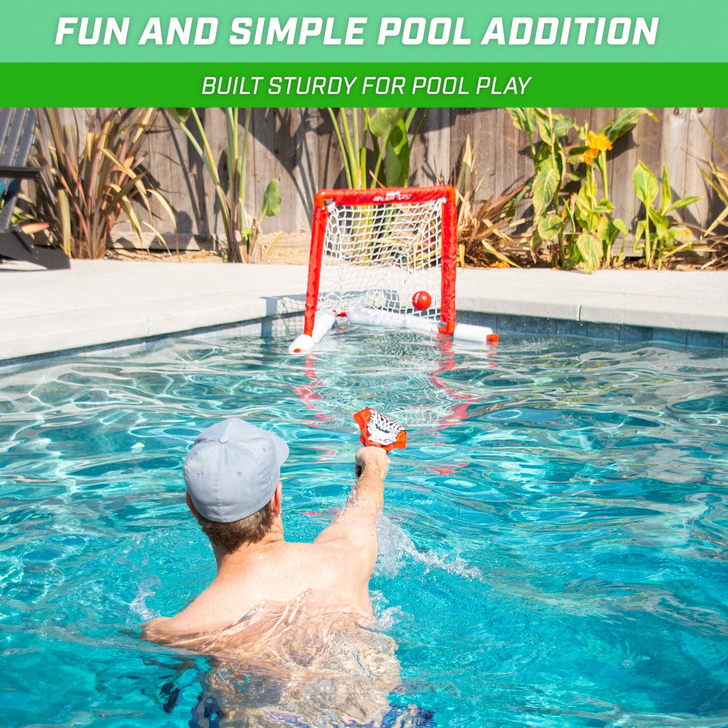 GoSports Lacrosse Floating Pool Goal Set - Includes Water Goal, 2 Sticks and 4 Soft Balls, Red