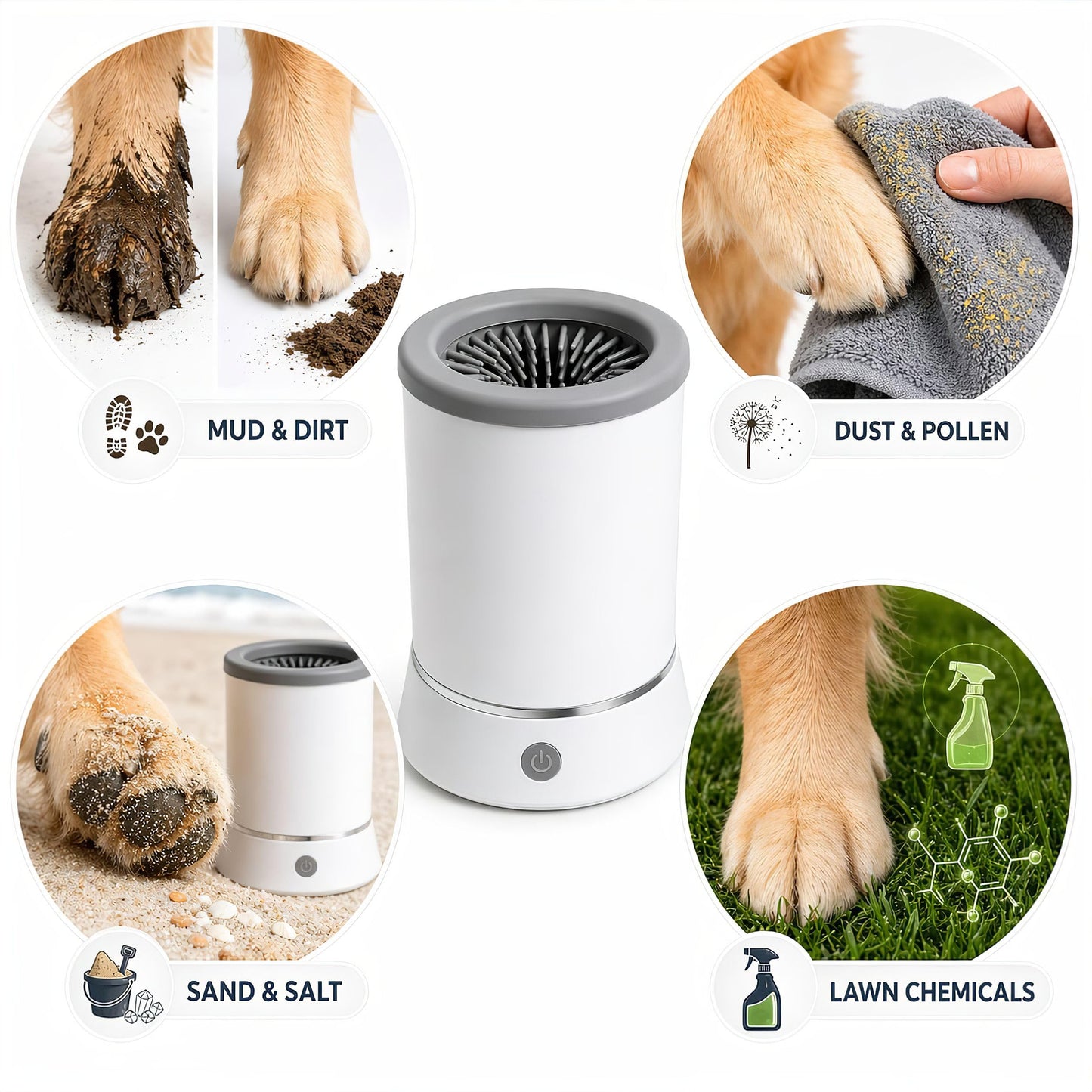 Ultimate 3-in-1 Dog Paw Cleaning Kit - Portable Silicone Paw Washer, XL Microfiber Towel & Self-Cleaning Grooming Brush - Complete Set for Small & Medium Pets