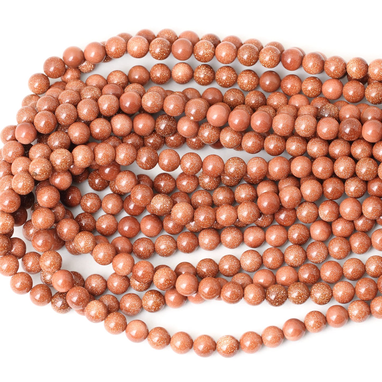 CHEAVIAN 45PCS 8mm Gold Sandstone Gemstone Round Loose Beads for Jewelry Making 1 Strand 15"