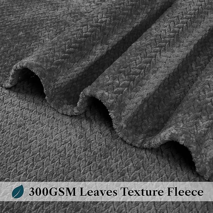 PAVILIA Soft Fleece Dark Grey Throw Blanket for Couch, Lightweight Plush Warm Blankets for Bed, Fuzzy Cozy Flannel Blanket Throw for Sofa, Travel, Jacquard Pattern, Charcoal Gray, Twin, 60x80 inch