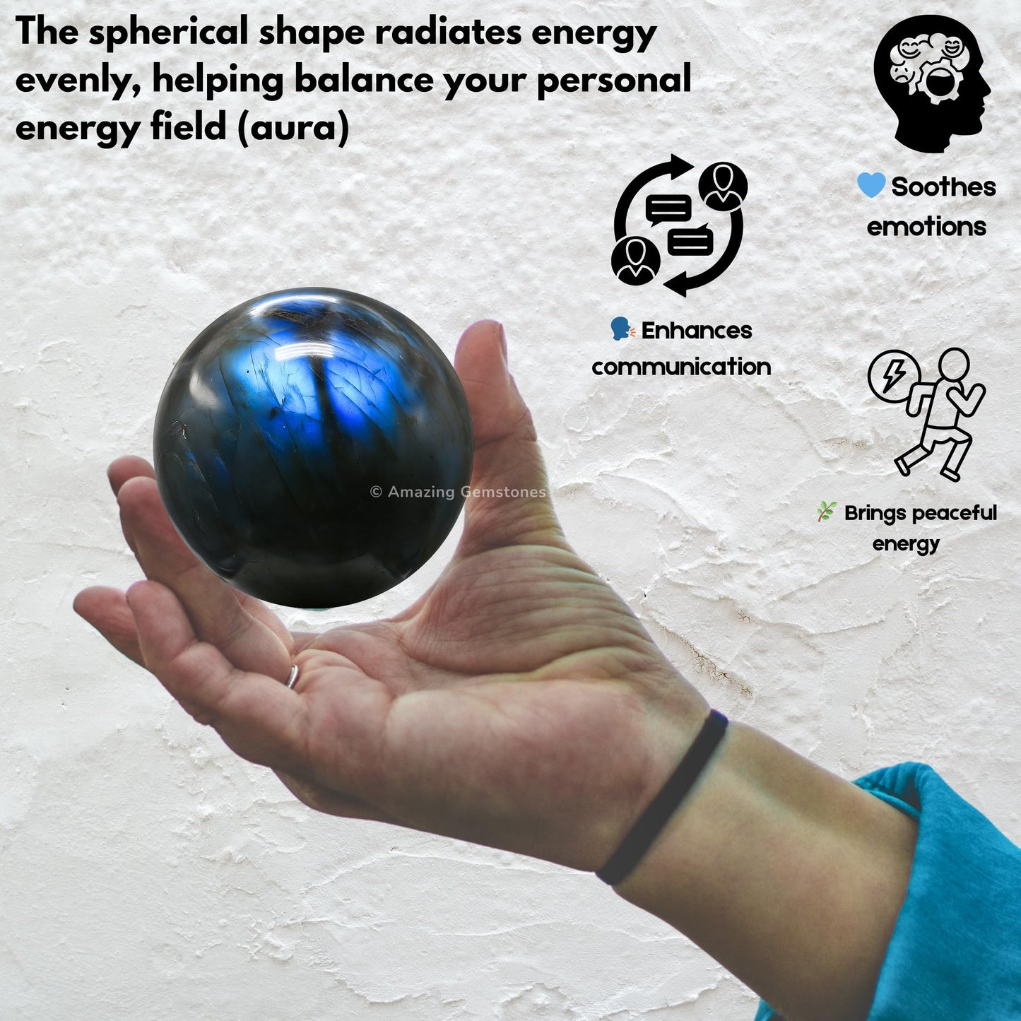 Amazing Gemstone Labradorite Crystal Ball with Stand - 2 Inches Crystal Sphere Meditation Balls for Witchcraft and Decorative Balls